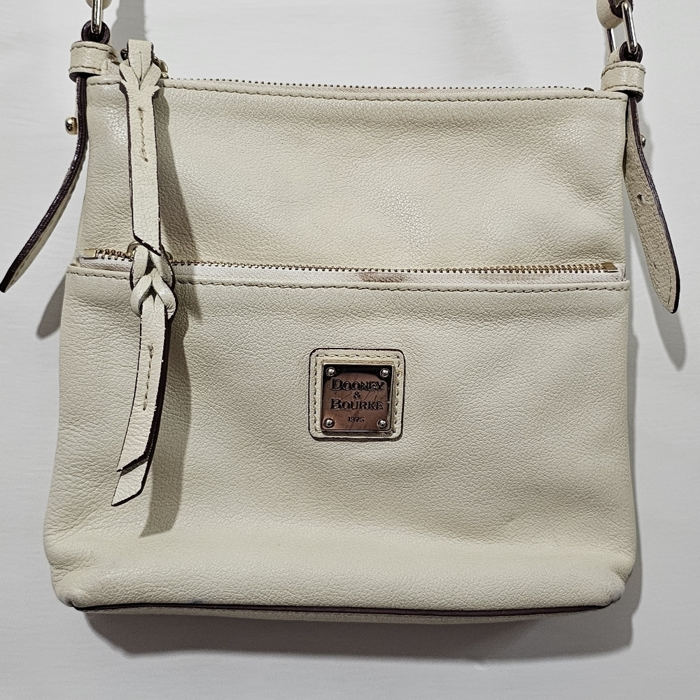 Dooney & Bourke Cream Pebble Leather Crossbody Bag Travel Shoulder Bag